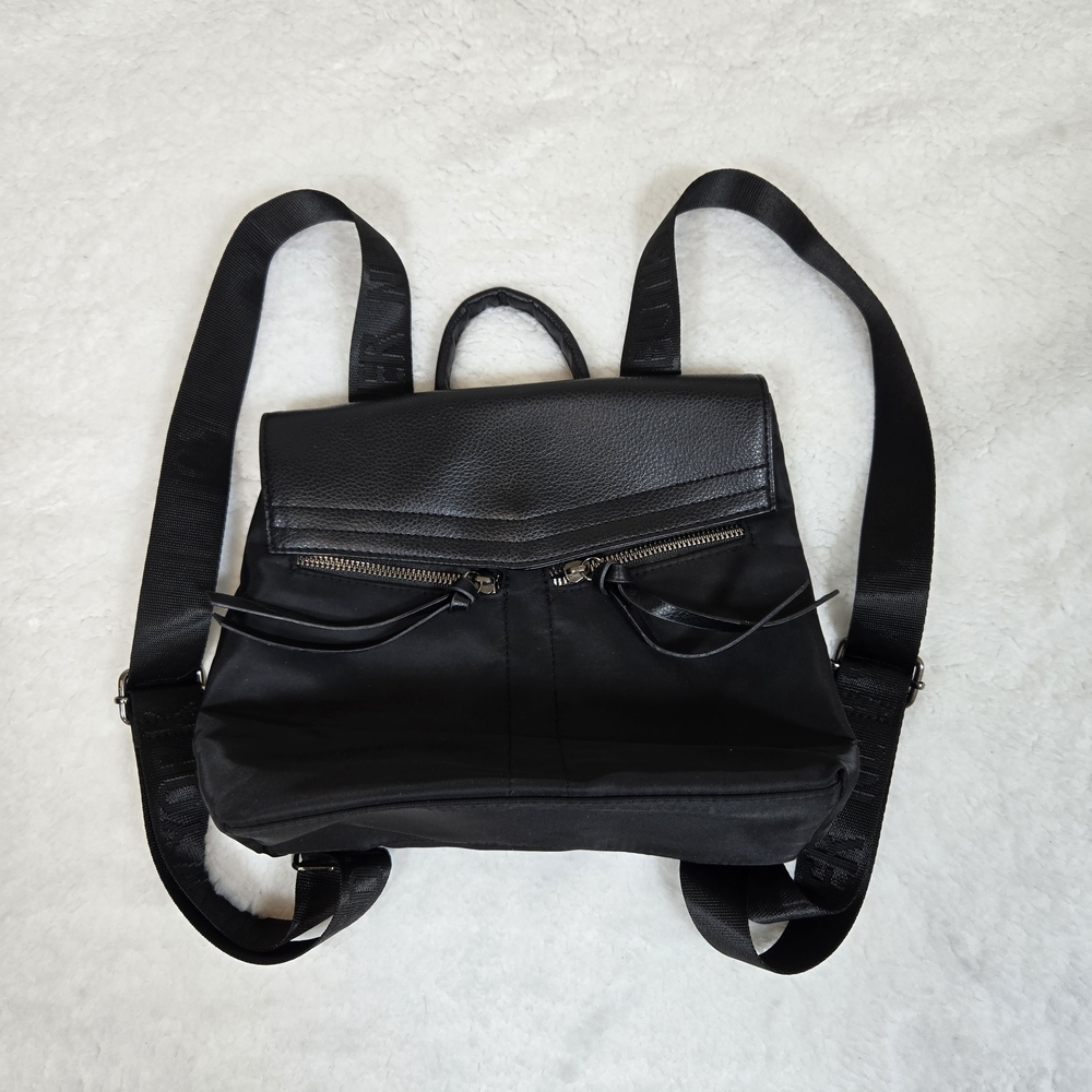 Botkier Womens Faux Leather Trim Magnet Closure Backpack Bag Nylon Black Small